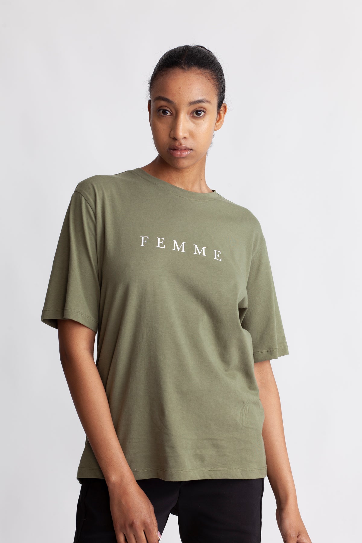 Vilja Ss Printed Tee - Olivine Bright White