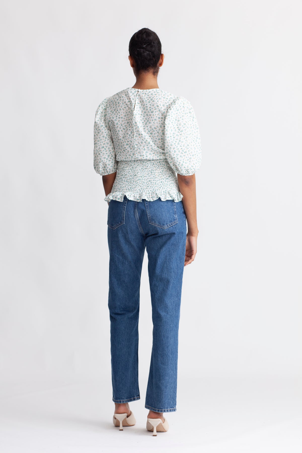 Dalena Blouse - White/Green