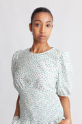 Dalena Blouse - White/Green