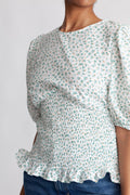 Dalena Blouse - White/Green