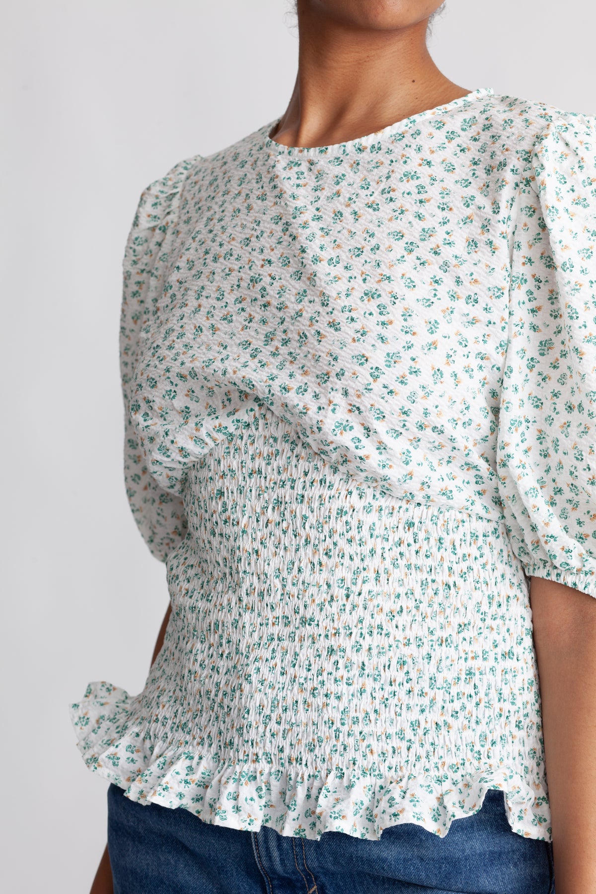 Dalena Blouse - White/Green