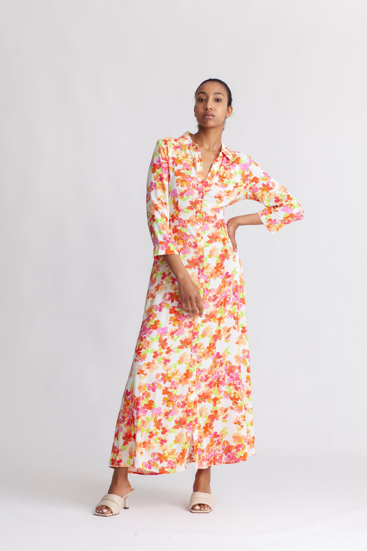 Yassavanna Long Shirt Dress S - Almond Peach Flima