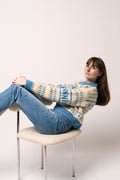 Graphic Lambswool Cropped O-Neck - Strong Blue