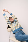 Graphic Lambswool Cropped O-Neck - Strong Blue