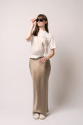 Bar Silk Maxi Skirt - Taupe