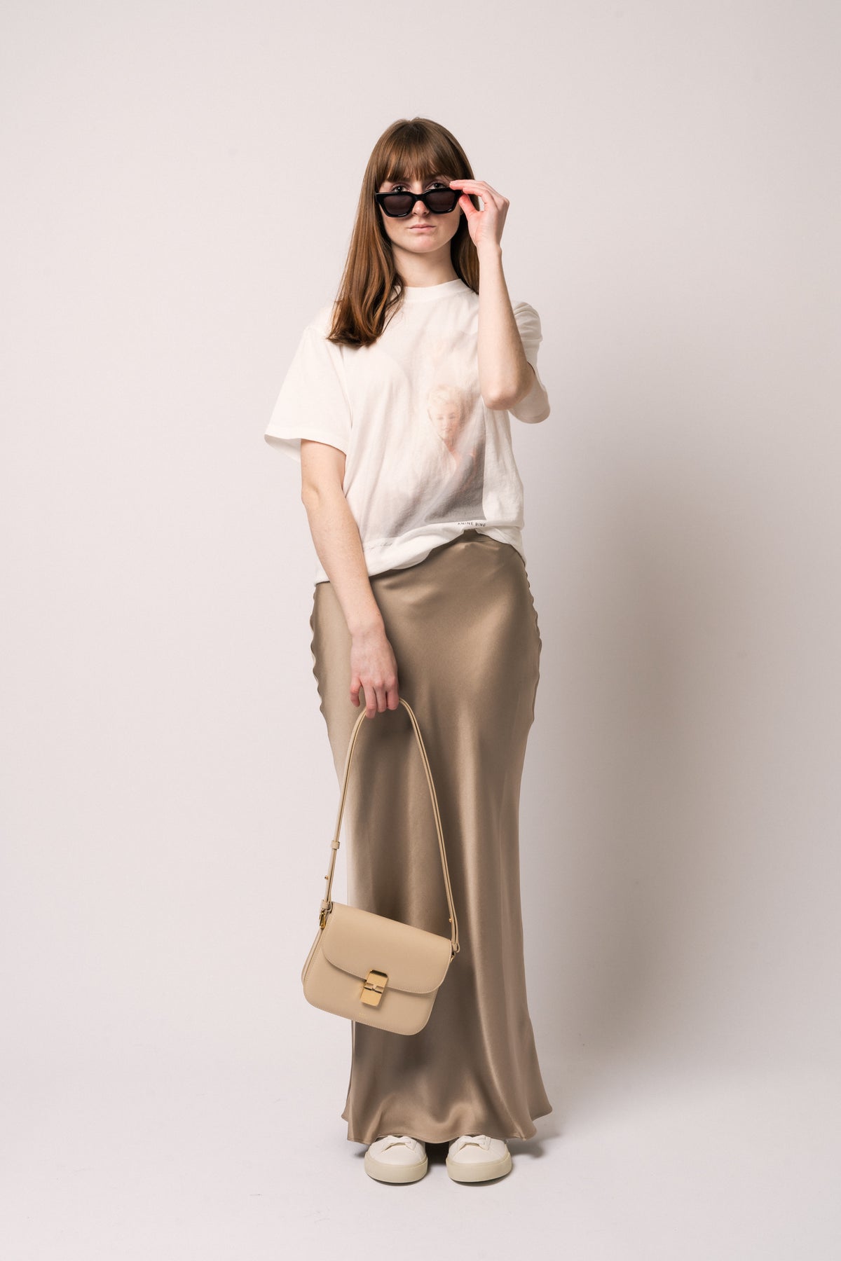 Bar Silk Maxi Skirt - Taupe