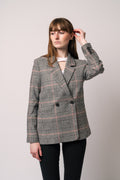 Madeleine Blazer - Grey And Red Plaid