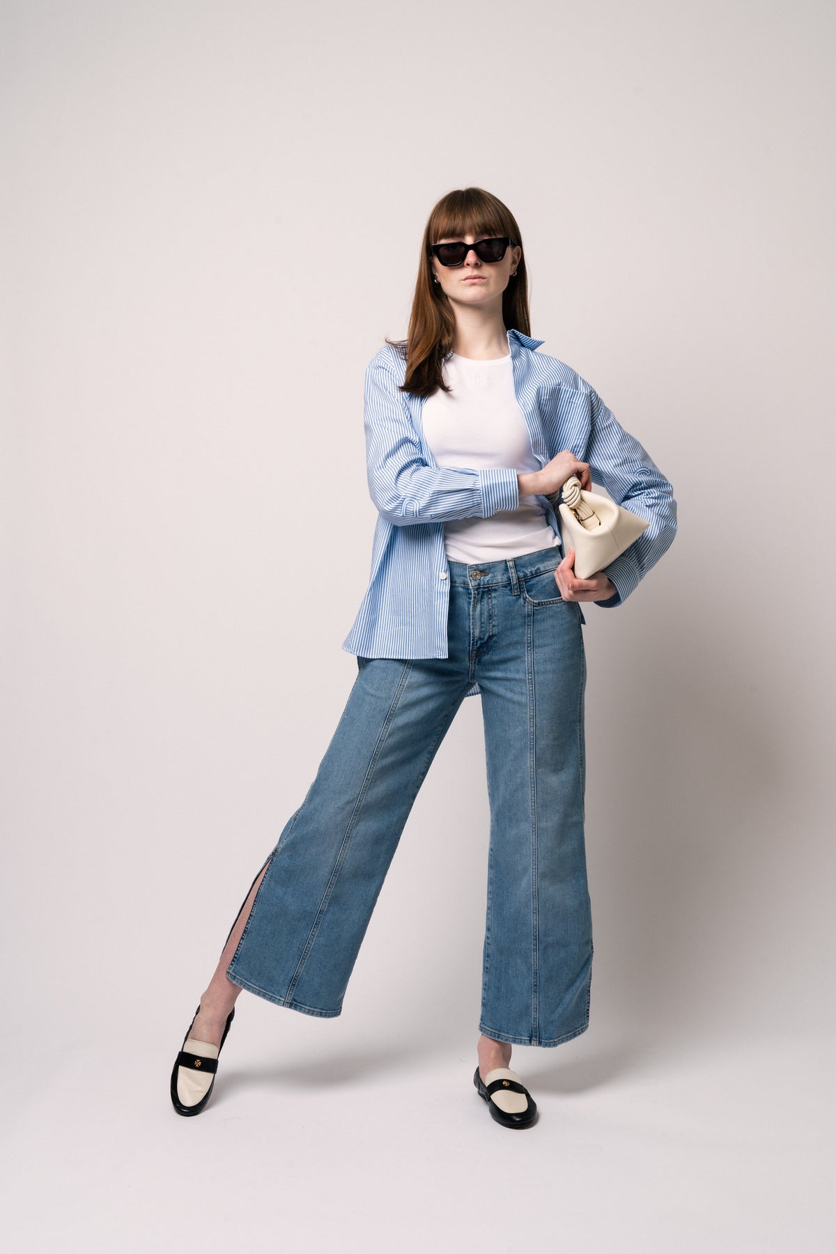 Pixie Le Slim Palazzo Side Slit - Gloomy Skies
