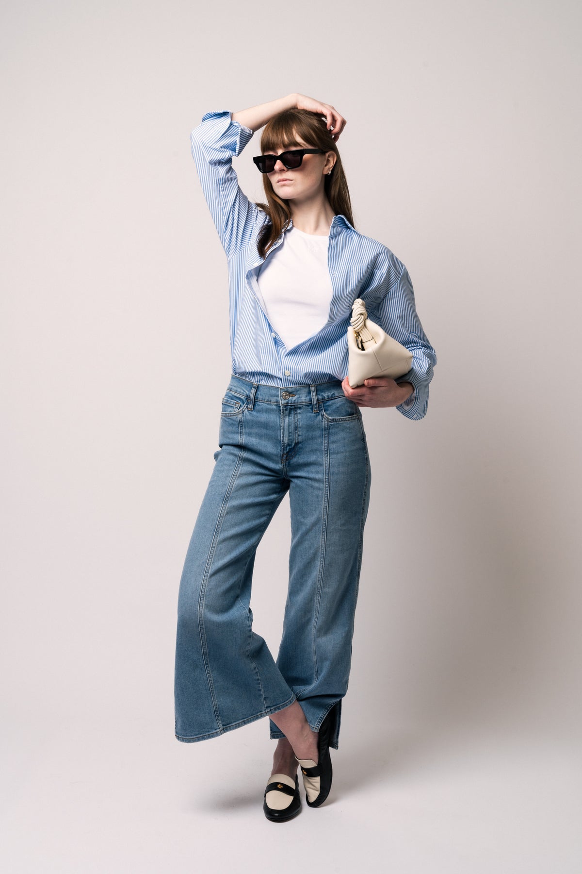 Pixie Le Slim Palazzo Side Slit - Gloomy Skies