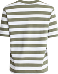 Essential Ss Striped Boxy Tee Wide - Olivine Bright White