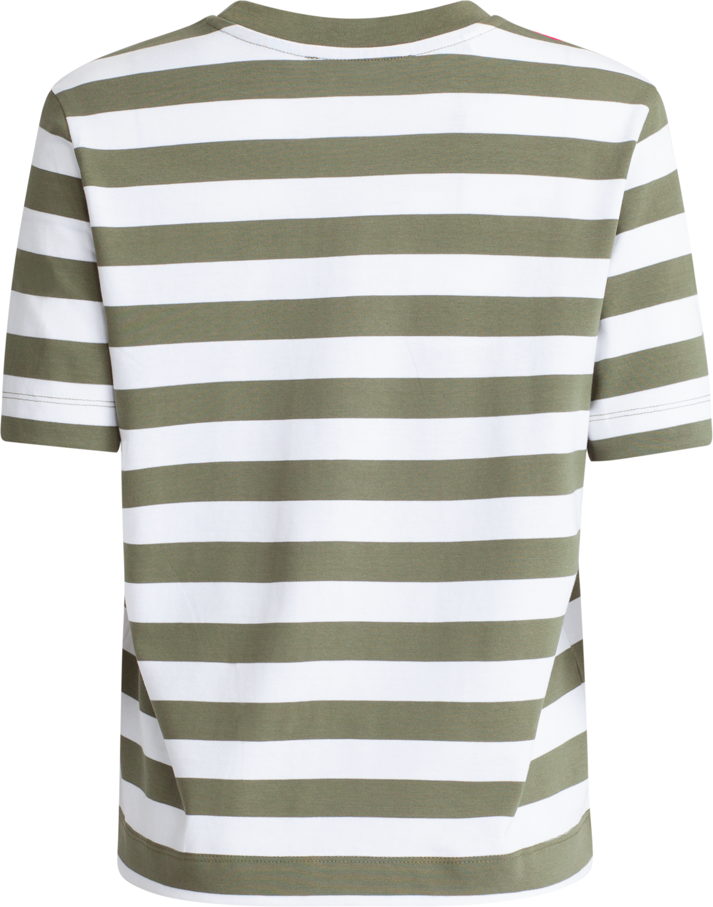 Essential Ss Striped Boxy Tee Wide - Olivine Bright White