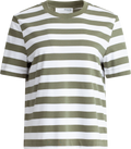Essential Ss Striped Boxy Tee Wide - Olivine Bright White