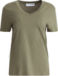 Essential Ss V-Neck Tee - Olivine