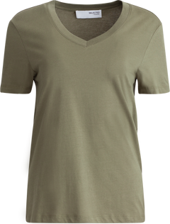 Essential Ss V-Neck Tee - Olivine