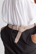 Shiny Silk Elastic Skärp - Beige