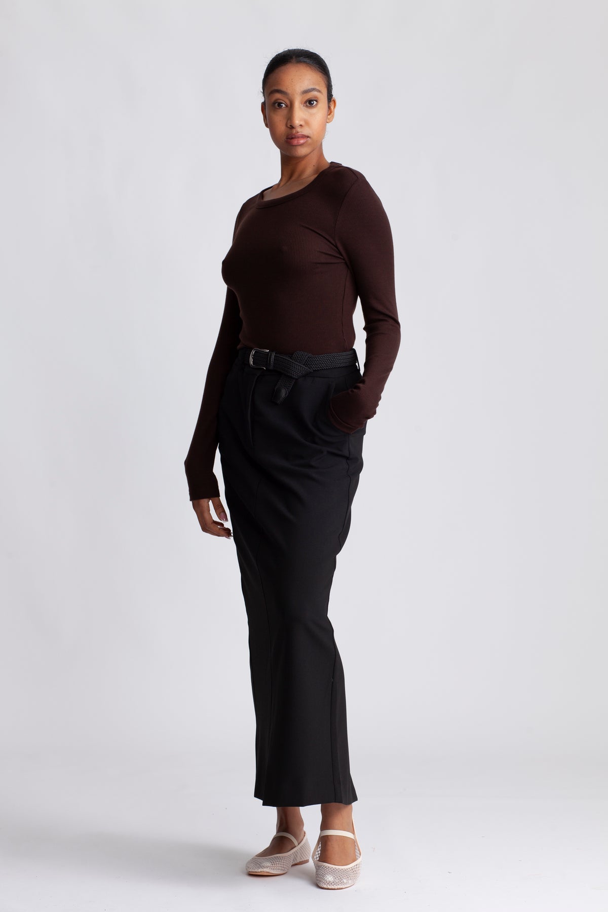 Dianna LS O-Neck Top - Coffee Bean