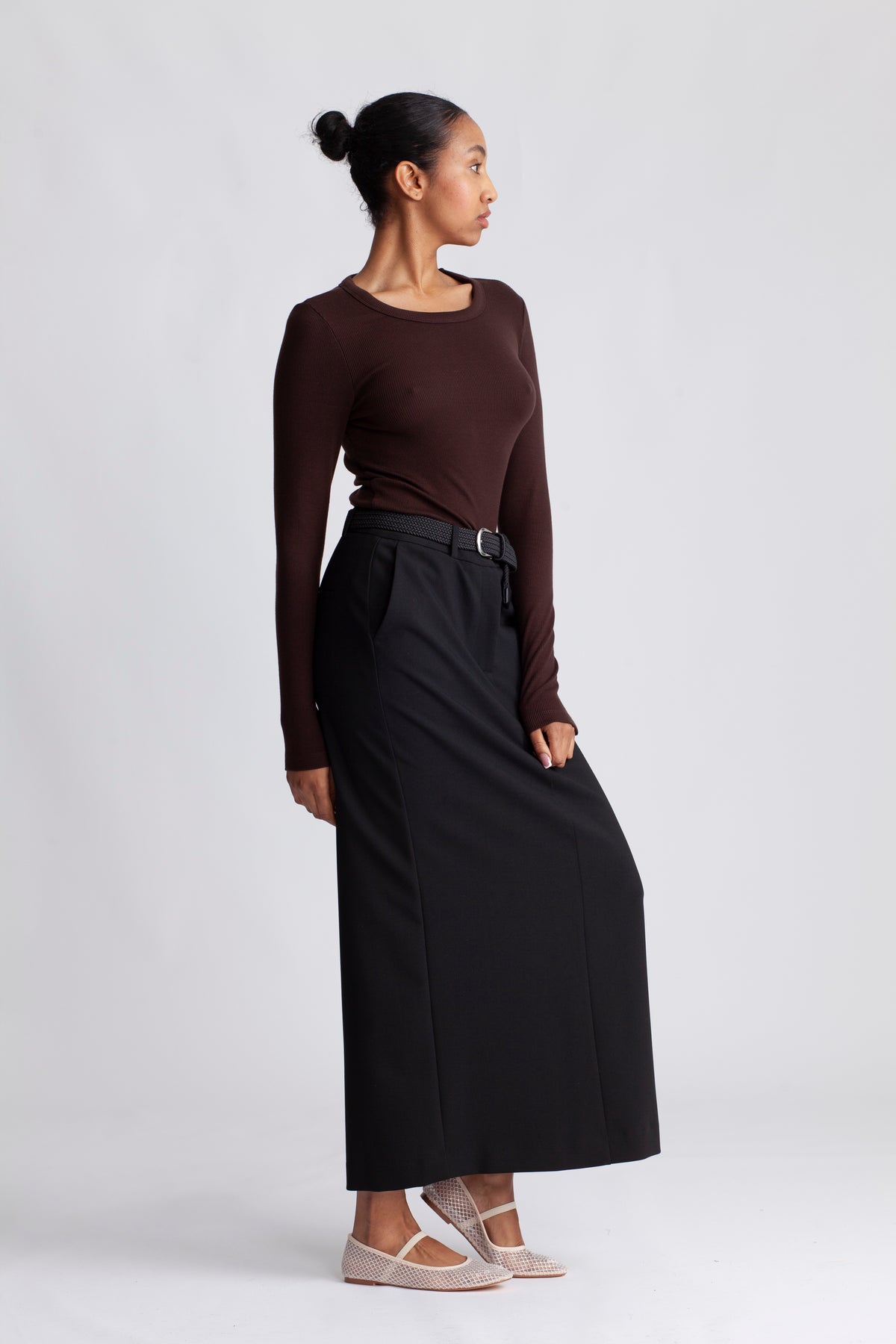 Dianna LS O-Neck Top - Coffee Bean