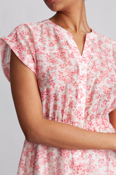 Isadora Ss Shirt Dress Aop - Chalk Pink Flower