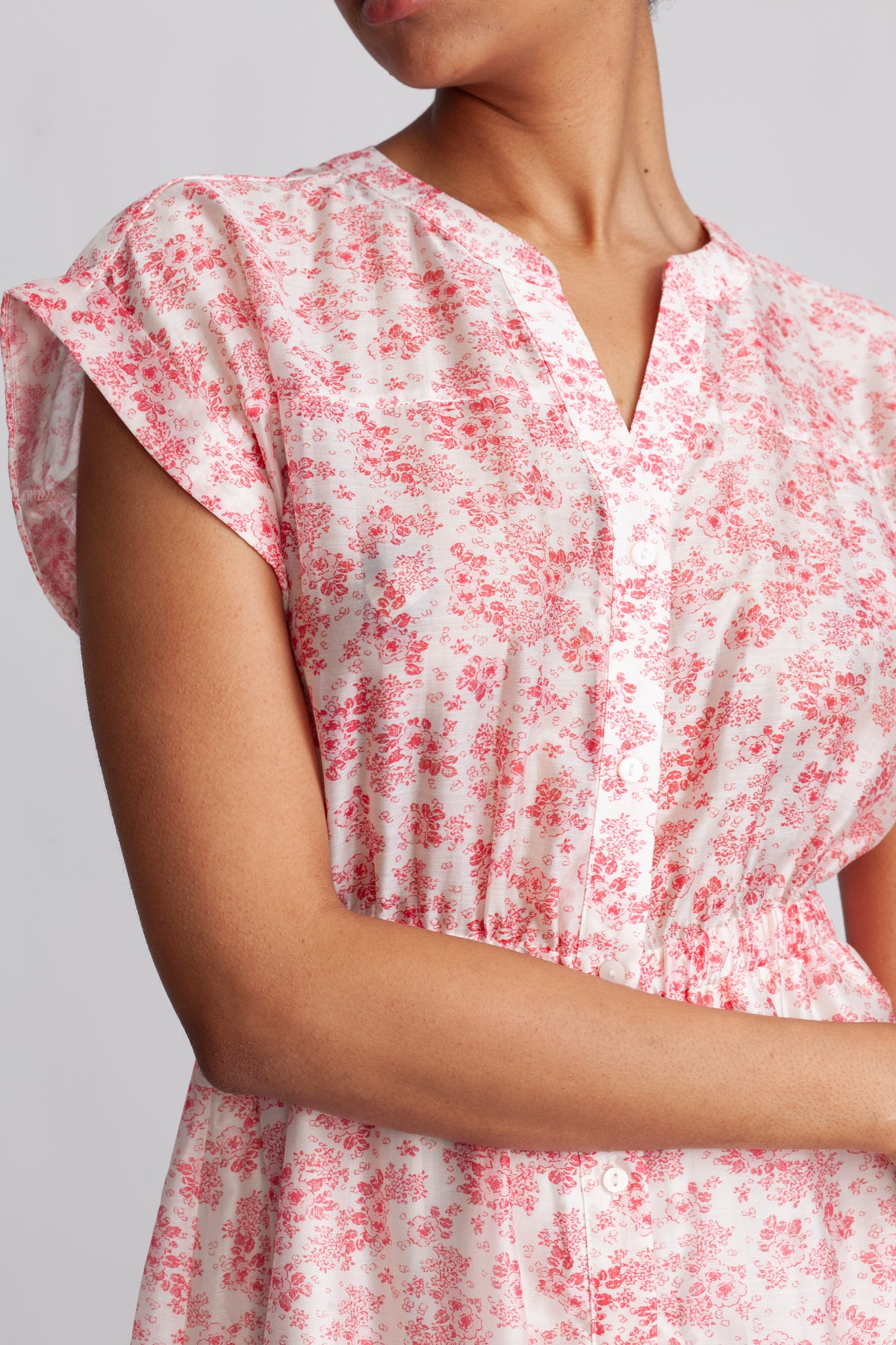 Isadora Ss Shirt Dress Aop - Chalk Pink Flower