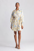 Yassomelli Ls Shirt Dress - Birch W. Blue Flowers