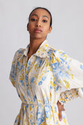 Yassomelli Ls Shirt Dress - Birch W. Blue Flowers