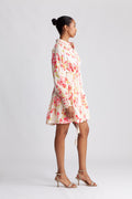 Yassomelli Ls Shirt Dress - Birch W. Red Flowers