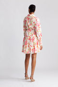 Yassomelli Ls Shirt Dress - Birch W. Red Flowers