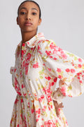 Yassomelli Ls Shirt Dress - Birch W. Red Flowers