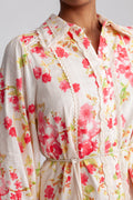 Yassomelli Ls Shirt Dress - Birch W. Red Flowers