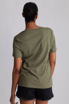 Essential Ss V-Neck Tee - Olivine