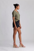 Essential Ss V-Neck Tee - Olivine