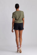 Essential Ss V-Neck Tee - Olivine