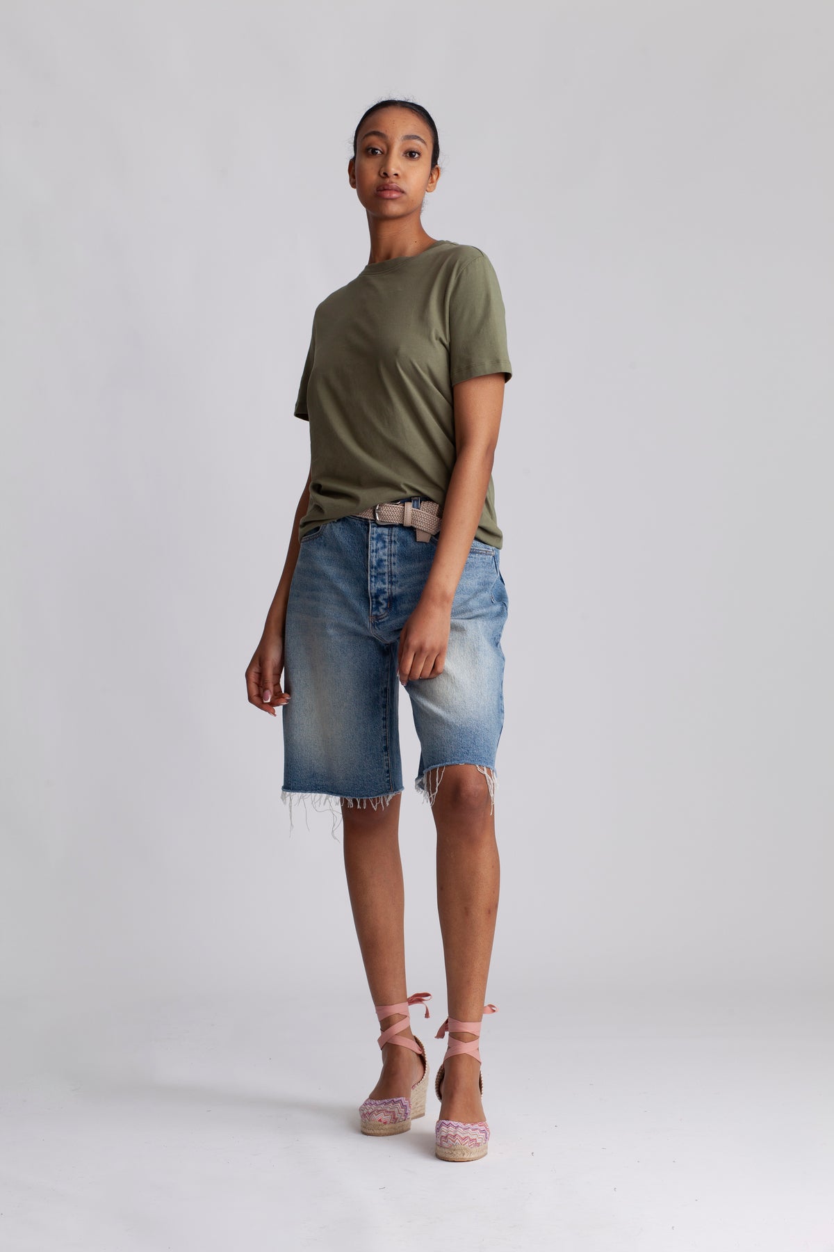 Myessential Ss O-Neck Tee - Olivine