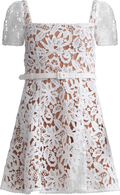 Floral Lace Mini Dress - White