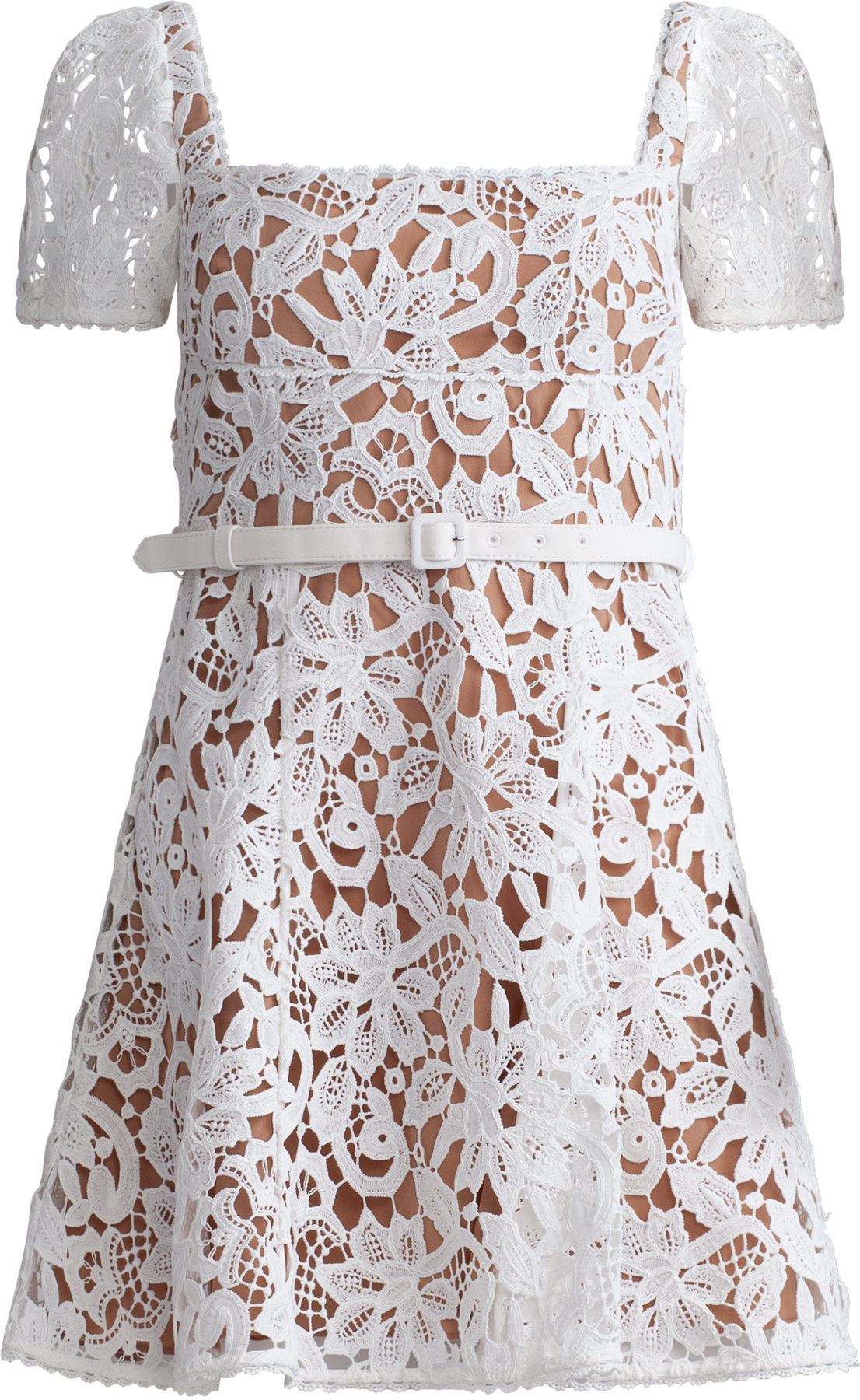 Floral Lace Mini Dress - White