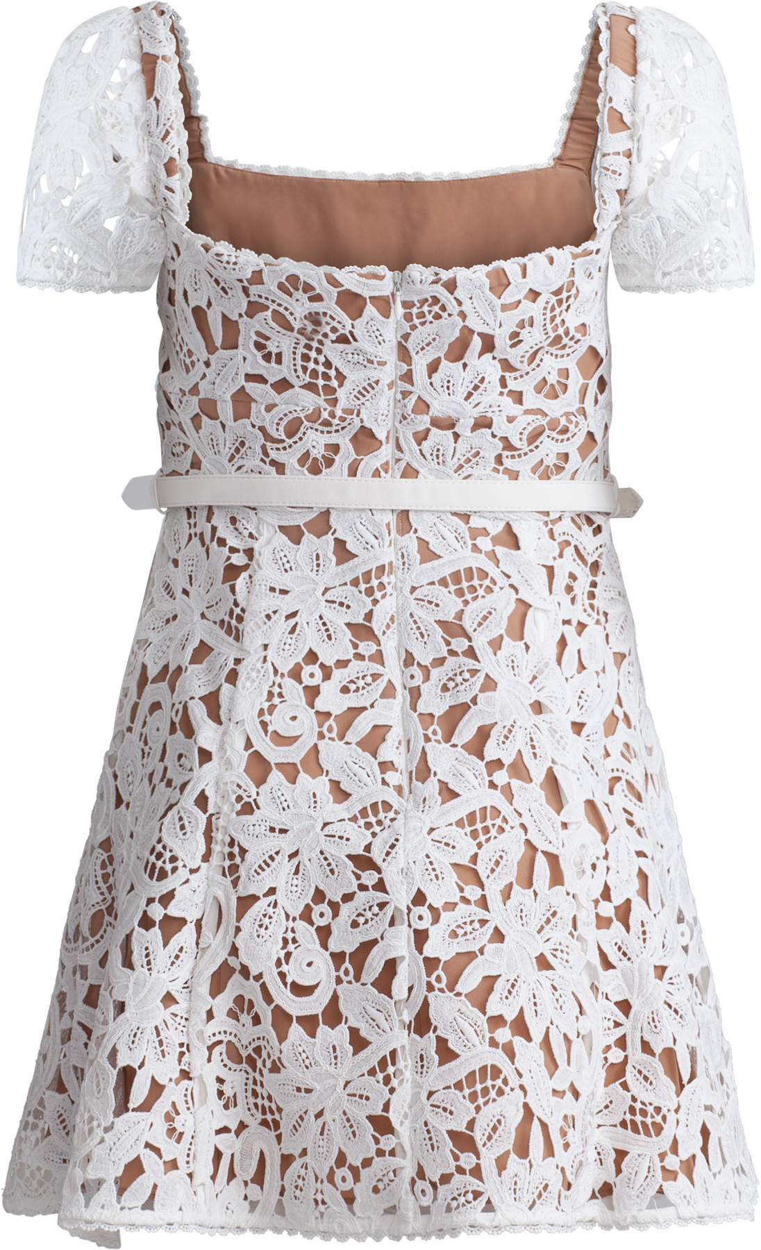 Floral Lace Mini Dress - White