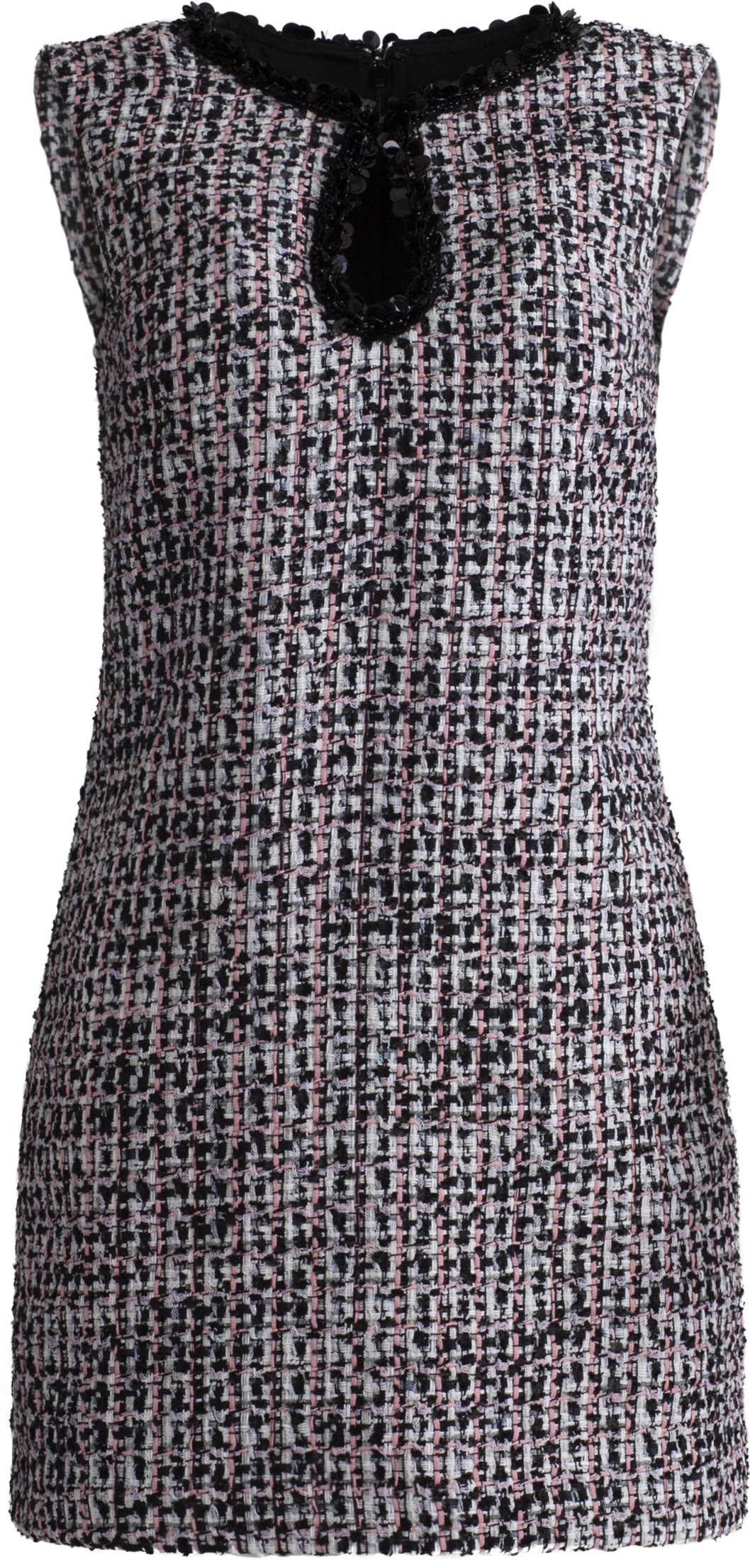 Boucle Embellished Mini Dress - Black