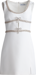 Diamante Bow Trim Mini Dress - White