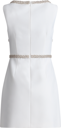 Diamante Bow Trim Mini Dress - White