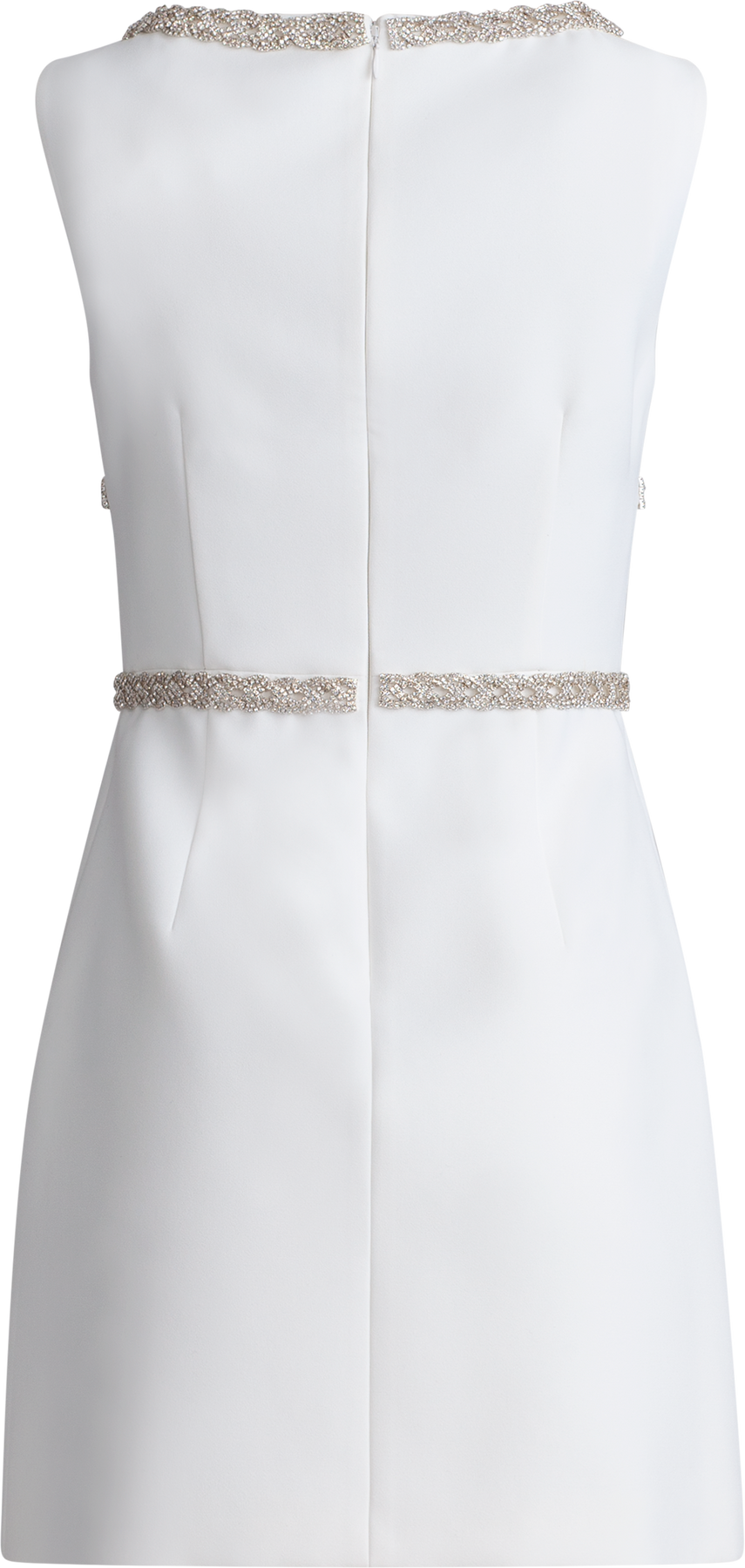 Diamante Bow Trim Mini Dress - White