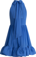 Fern Halterneck Ruffled Mini Dress - Azure Blue