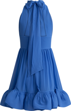 Fern Halterneck Ruffled Mini Dress - Azure Blue
