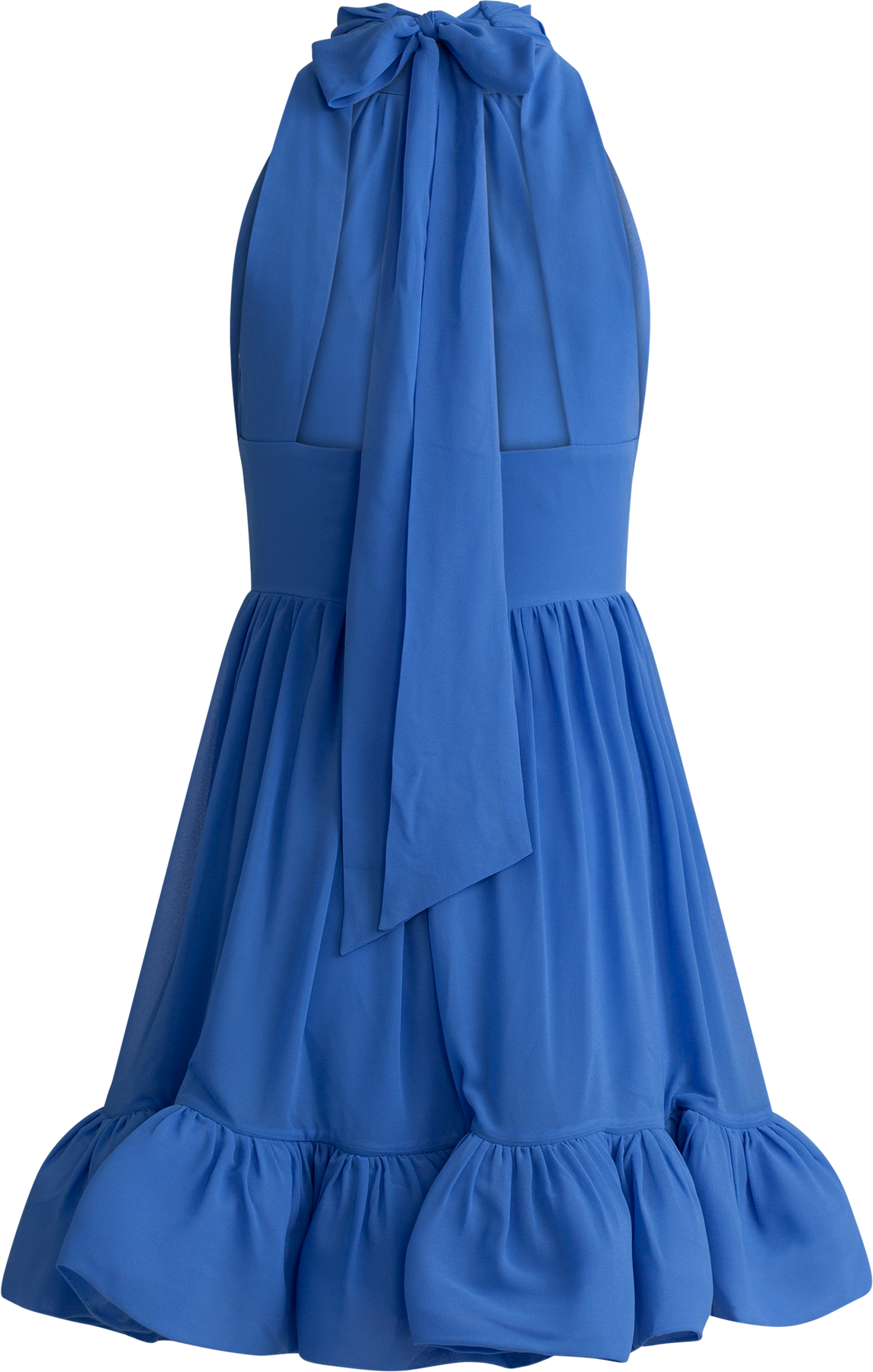 Fern Halterneck Ruffled Mini Dress - Azure Blue