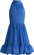 Fern Halterneck Ruffled Mini Dress - Azure Blue