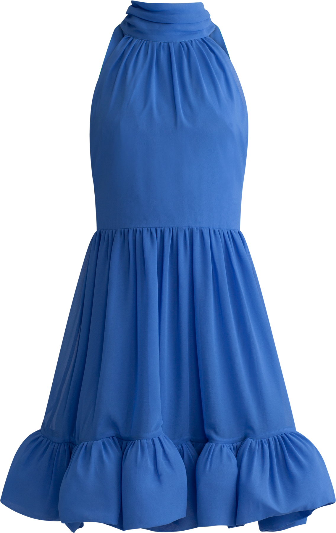 Fern Halterneck Ruffled Mini Dress - Azure Blue