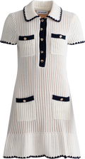 Crochet Collared Mini Dress - Cream