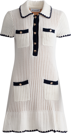 Crochet Collared Mini Dress - Cream