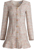 Pastel Boucle V-Neck Mini Dress - Multi