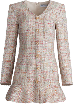 Pastel Boucle V-Neck Mini Dress - Multi