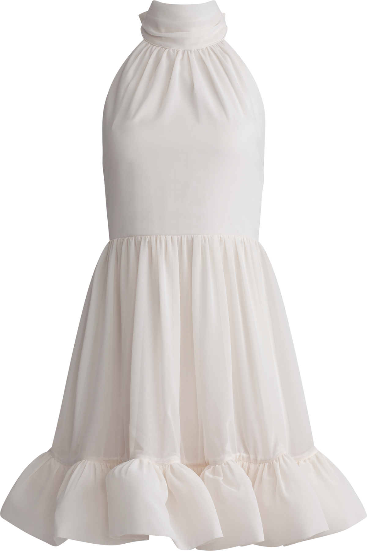 Fern Halterneck Ruffled Mini Dress - White